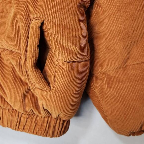 Forever 21 Women's Size Large Brown Corduroy Puffer Teddy Jacket - Picture 4 of 11